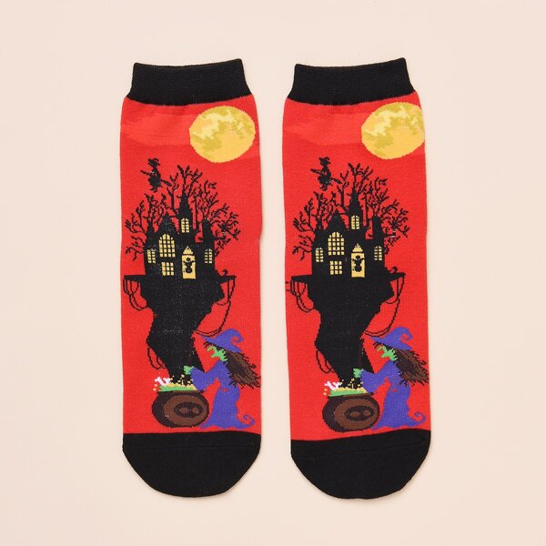 

Men Halloween Print Crew Socks, Multicolor