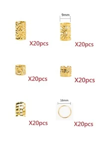 120pcs Braiding Hair Beads, Charmful Hair Rings, Openable Multi-Pattern Women Hair Clips, Suitable For Holiday, Party And Daily Wear, School Stuff, College, Hair Accessories, Head Accessories, Hairpin - Gold - View 2