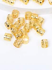 120pcs Braiding Hair Beads, Charmful Hair Rings, Openable Multi-Pattern Women Hair Clips, Suitable For Holiday, Party And Daily Wear, School Stuff, College, Hair Accessories, Head Accessories, Hairpin - Gold - View 3