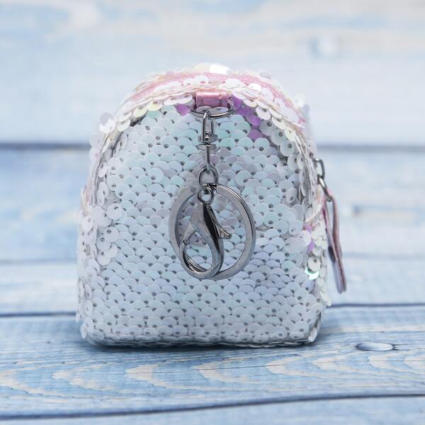 

Minimalist Sequin Decor Bag Charm, White