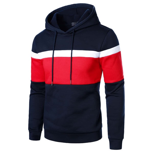 

Men Color Block Drawstring Hoodie, Multicolor
