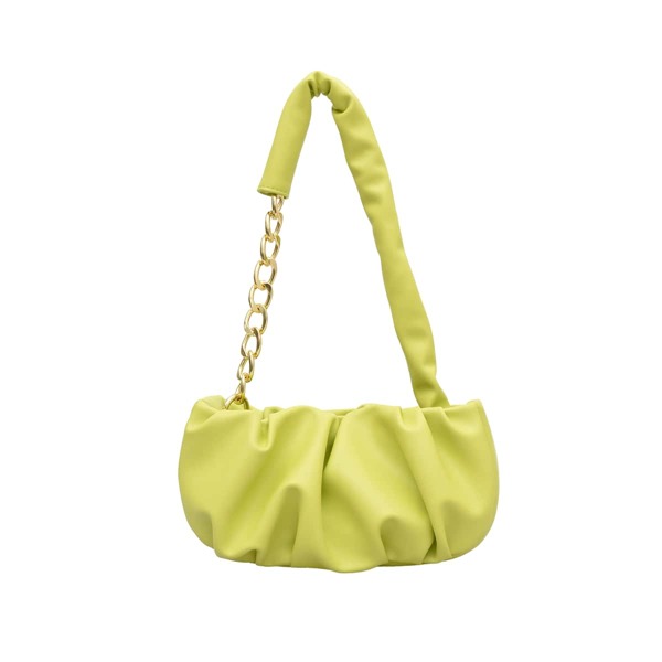 

Ruched Design Chain Baguette Bag, Green