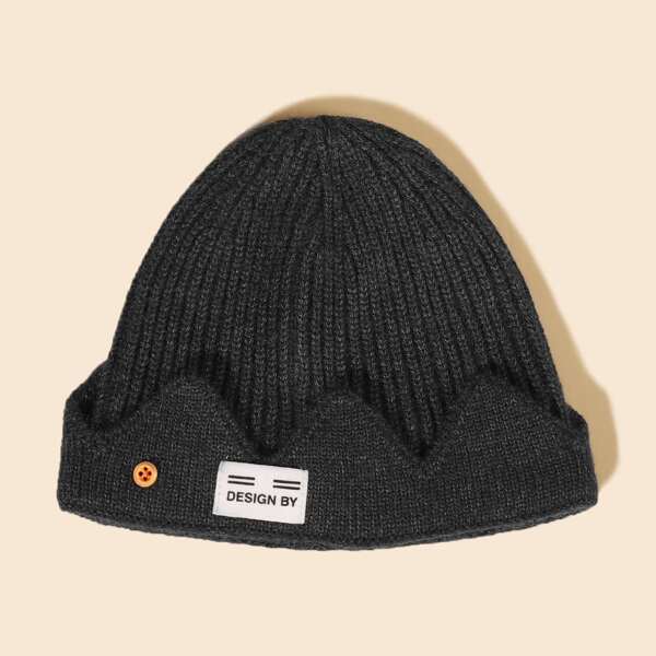 

Men Label Decor Beanie, Dark grey