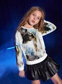 Niñas Pullover con estampado de mármol - Multicolor - Ver 1