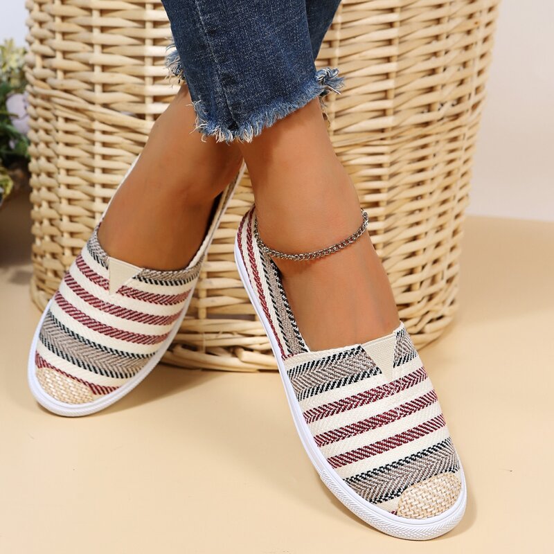 

Striped Pattern Slip On Flats, Multicolor