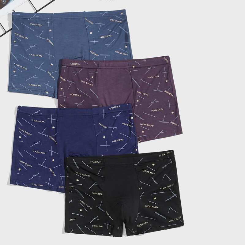 

Guys 4pcs Letter Graphic Boxer Brief, Multicolor