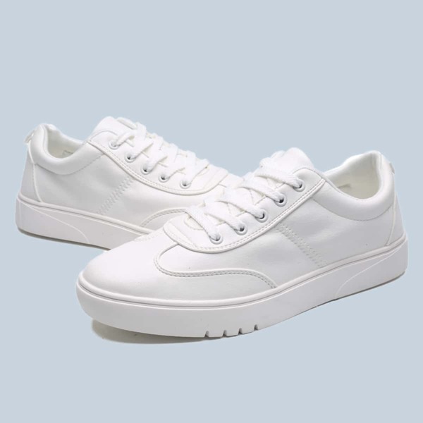 

Men Minimalist Lace-up Front Skate Shoes, White