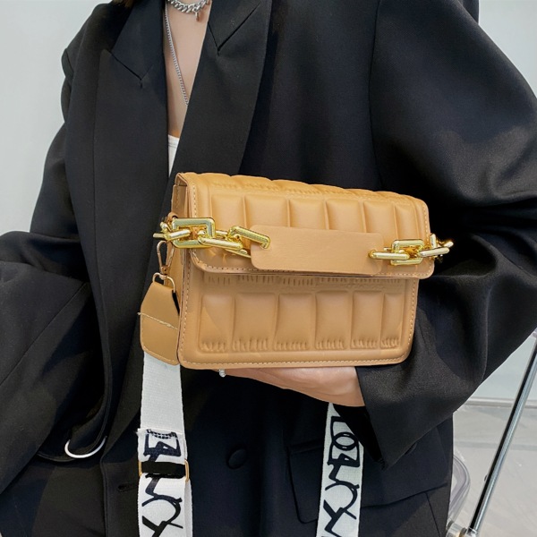 

Minimalist Stone Grain Chain Shoulder Bag, Khaki
