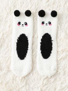 Calcetines suaves con estampado de dibujos animados - Blanco y Negro - Ver 2