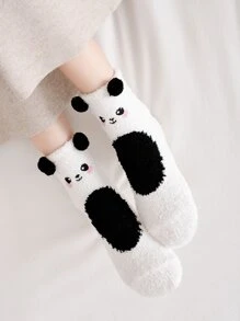 Calcetines suaves con estampado de dibujos animados - Blanco y Negro - Ver 3