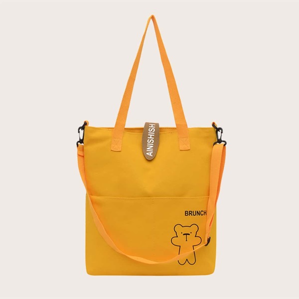 

Letter Graphic Shoulder Tote Bag, Yellow