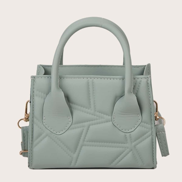 

Minimalist Quilted Satchel Bag, Green