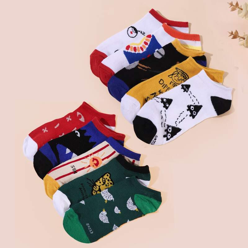 

10pairs Cartoon Graphic Socks, Multicolor