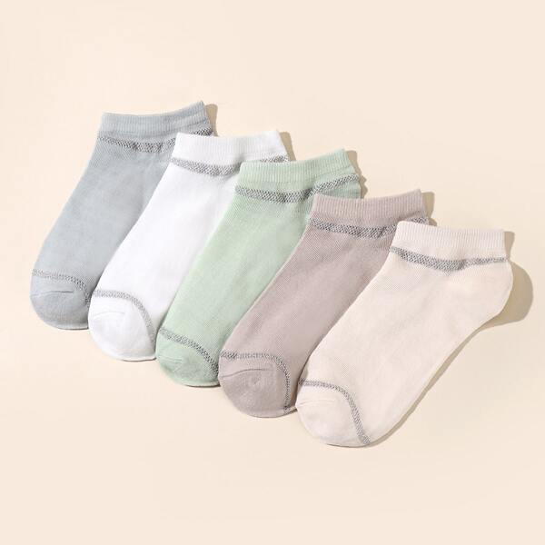 

5pairs Simple Ankle Socks, Multicolor