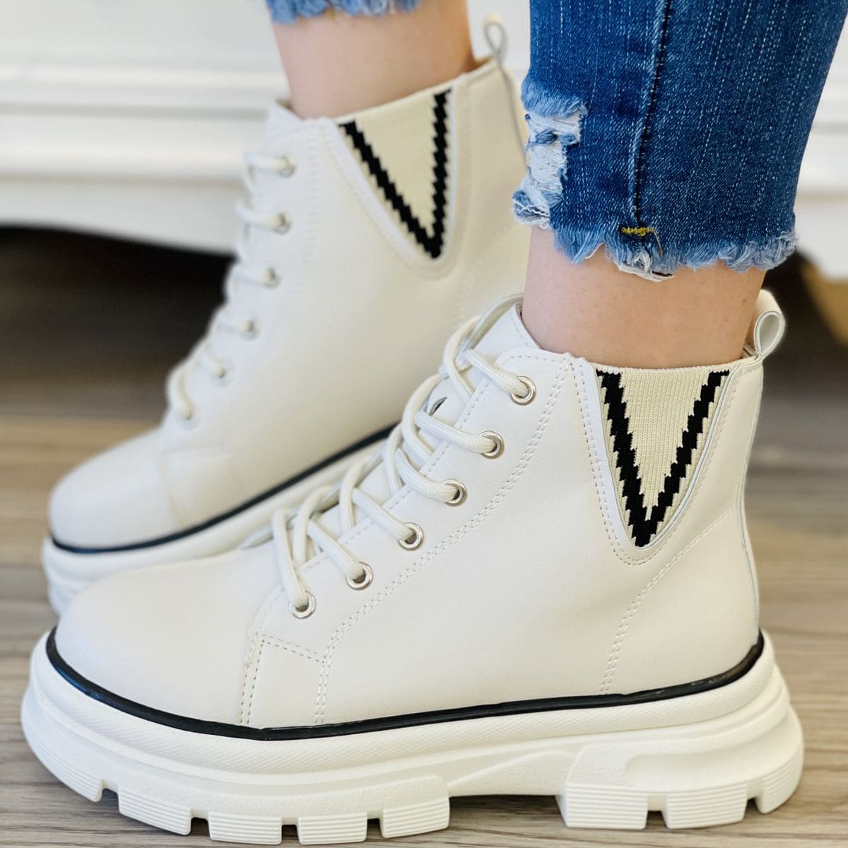 

Lace Up Front Fashion Boots, Beige