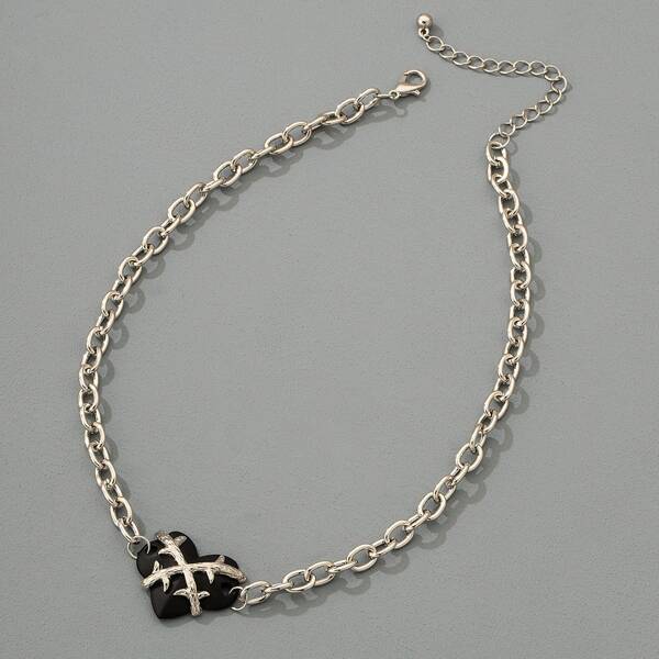 

Men Heart Charm Necklace, Multicolor