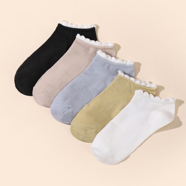 

5pairs Simple Ankle Socks, Multicolor