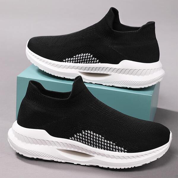 

Knit Slip On Running Shoes, Black