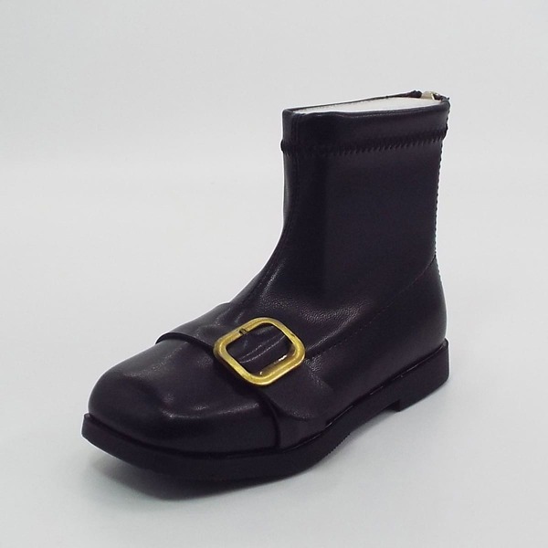 

Girls Buckle Decor Side Zipper Boots, Black