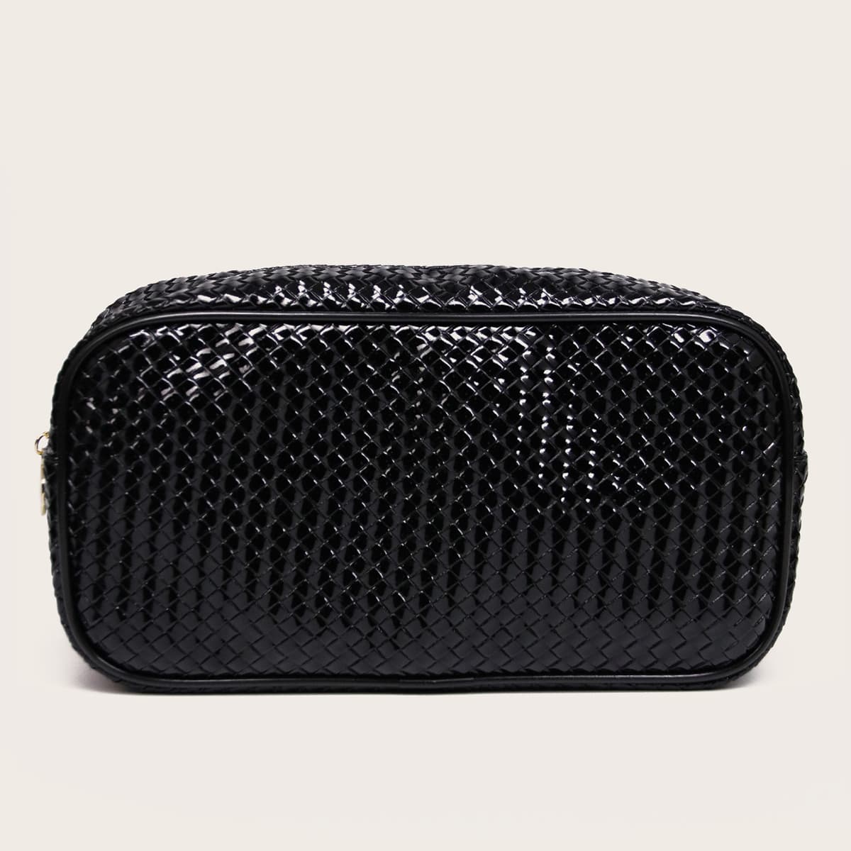 

Braided Pattern Makeup Bag, Black