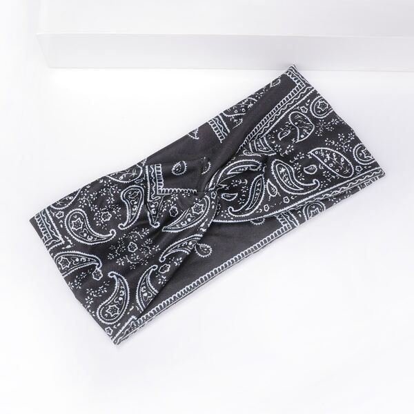 

Paisley Print Hair Band, Black and white