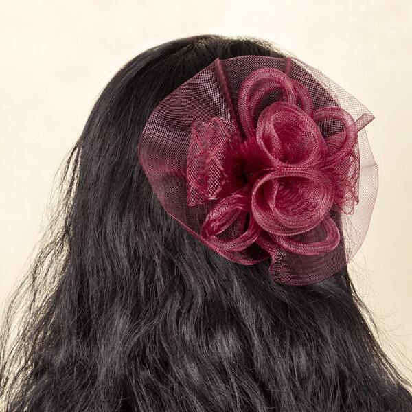 

Mesh Flower Decor Hair Clip, Burgundy