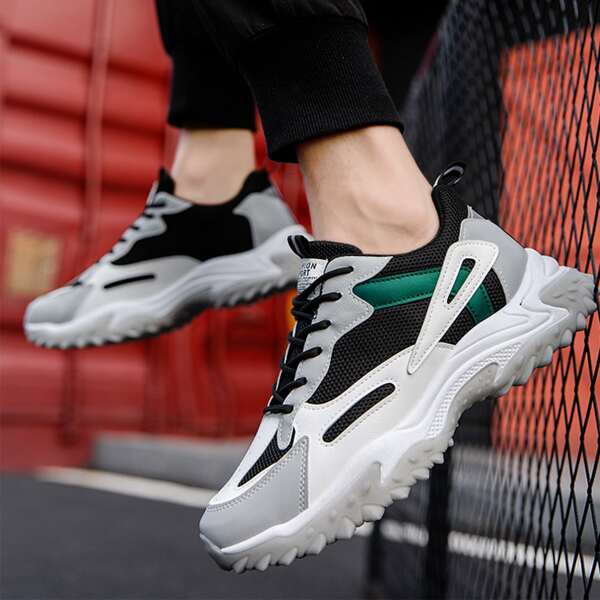 

Men Colorblock Lace-up Front Chunky Sneakers, Multicolor