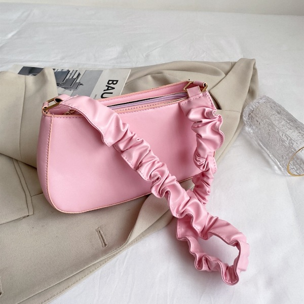 

Ruched Design Baguette Bag, Pink