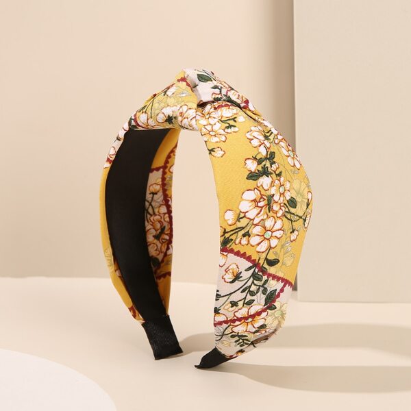 

Flower Print Knot Decor Headband, Yellow