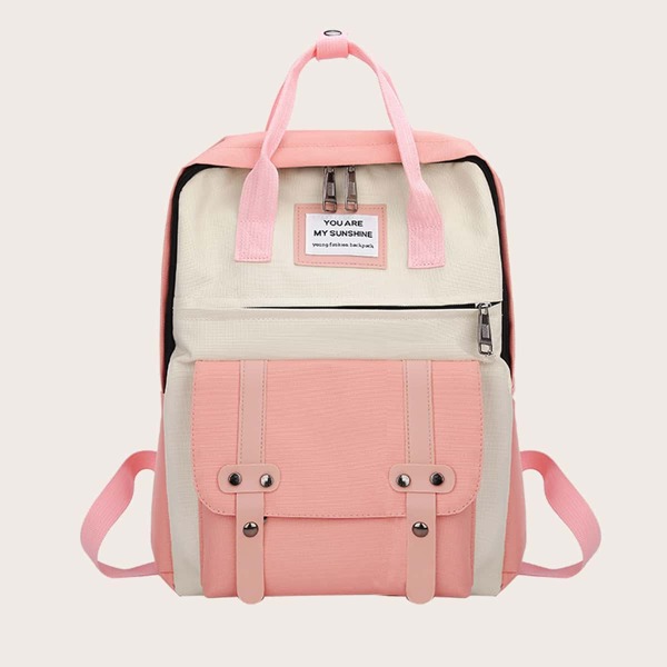 

Letter Graphic Two Tone Functional Backpack, Pink