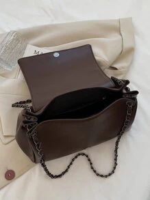 Bolso de hombro ligero, informal y minimalista con cadena para adolescentes, niñas, mujeres, estudiantes universitarios, novatos y trabajadores de cuello blanco, perfecto para la oficina, la universidad, el trabajo, los negocios, los desplazamientos, al aire libre, los viajes, las excursiones - Café integral - Ver 2