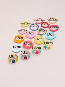 18入組隨機色花朵串珠戒指