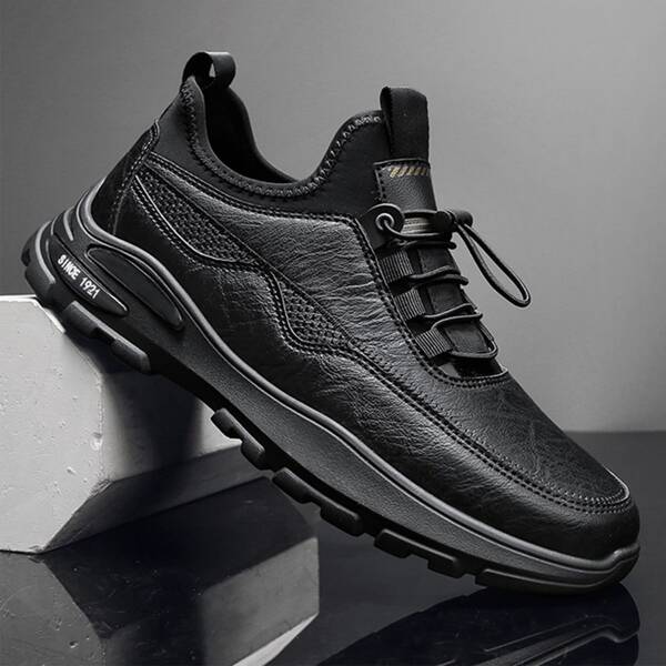 

Men Textured Lace Up Design Sneakers, Black