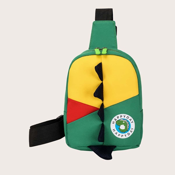 

Boys Colorblock Cartoon Graphic Sling Bag, Multicolor
