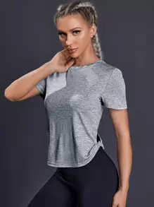 Breathable Softness Sports Tee - Light Grey - View 1