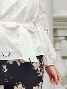 SHEIN Frenchy Plus Belted Bardot Schiffy Top