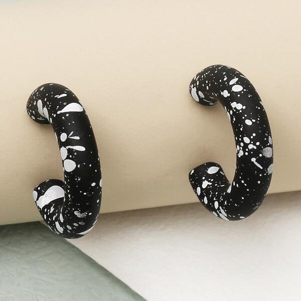 

Open Hoop Earrings, Black and white