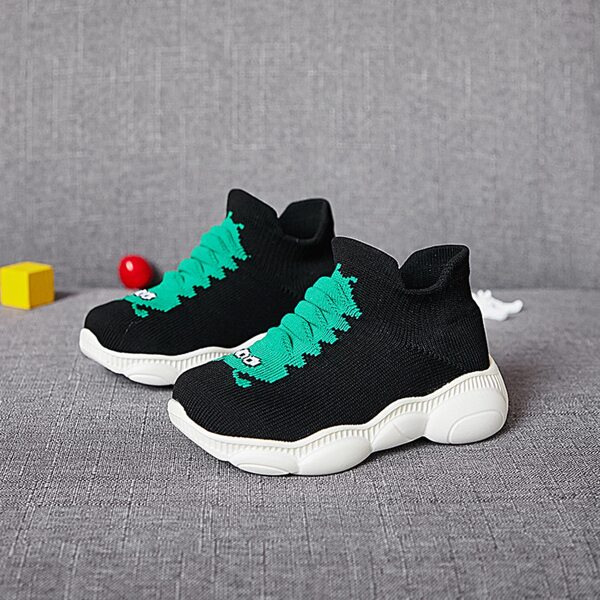 

Kids Cartoon Graphic Knit Sneakers, Black