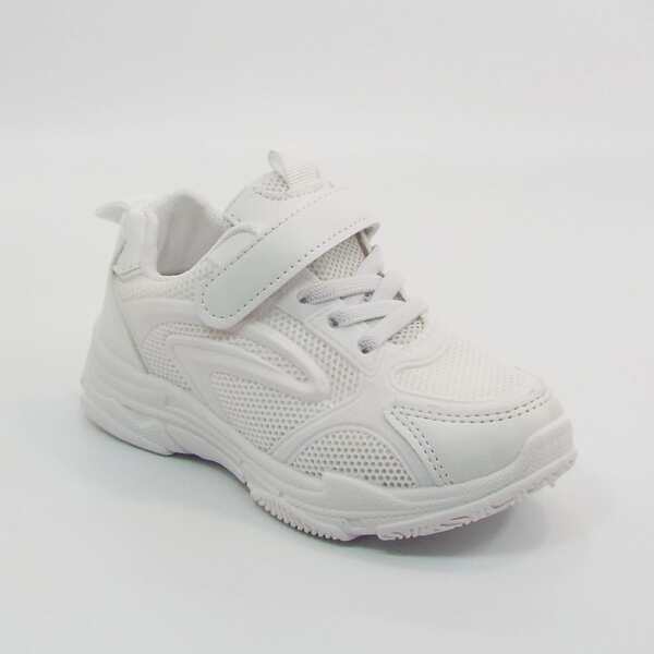 

Boys Minimalist Mesh Panel Velcro Strap Sneakers, White