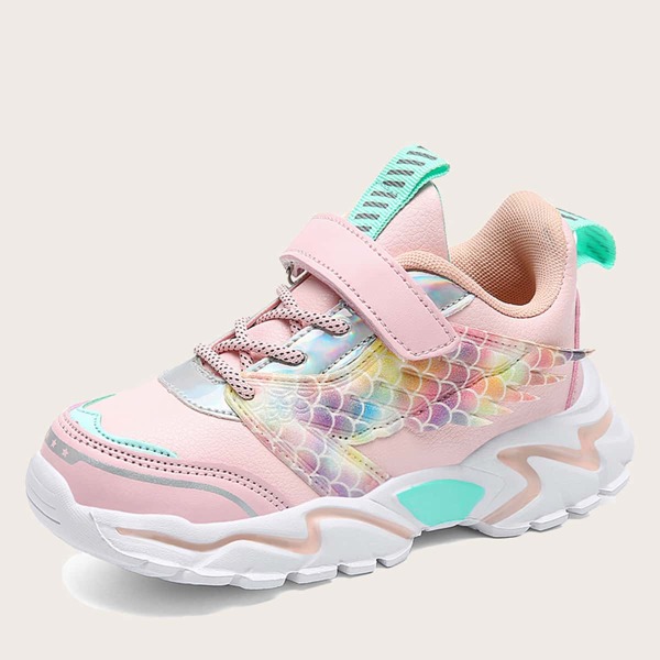 

Girls Colorblock Velcro Strap Sneakers, Pink