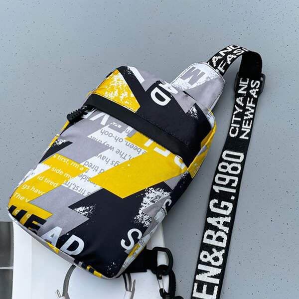 

Men Letter Graphic Sling Bag, Multicolor