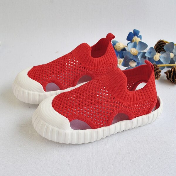 

Girls Knit Detail Cut Out Design Sneakers, Red