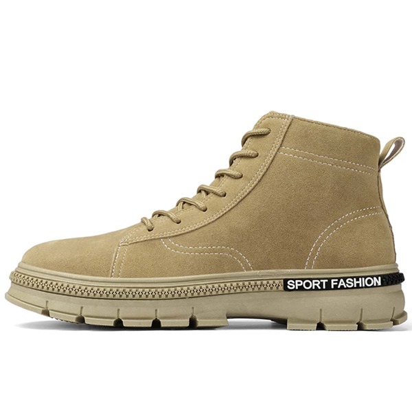 

Men Stitch Detail Lace-up Front Boots, Khaki