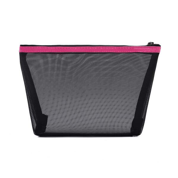 

Mesh Zipper Makeup Bag, Black