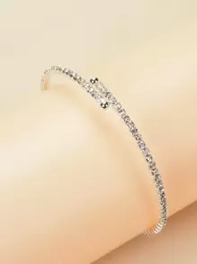 1 件简约细水晶手链，女士日常珠宝 - 銀色 - 查看 8