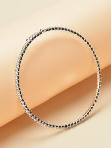 Rhinestone Decor Cuff Bracelet - Silver - View 4