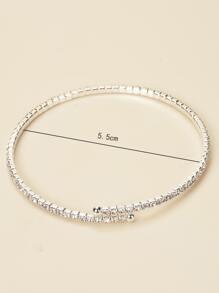 Rhinestone Decor Cuff Bracelet - Silver - View 5