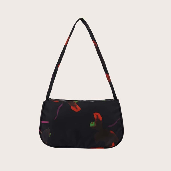 

Abstract Fluid Pattern Baguette Bag, Black