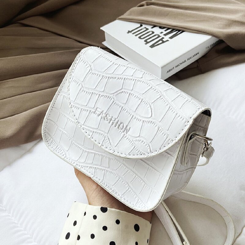 

Croc Embossed Flap Crossbody Bag, White