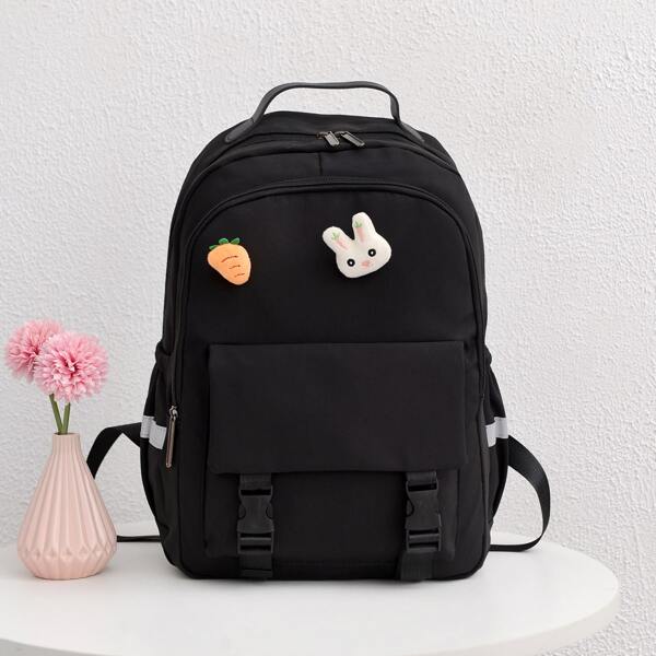 

Cartoon Decor Large Capacity Classic Backpack, Black